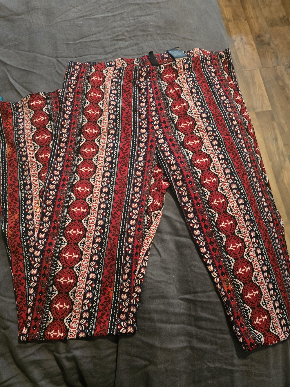 Red & Black Bohemian Striped Palazzo Pants